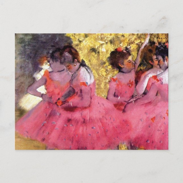 Cartão Postal Edgar Degas - Dançarinos de cor rosa - Balé Dance  (Frente)