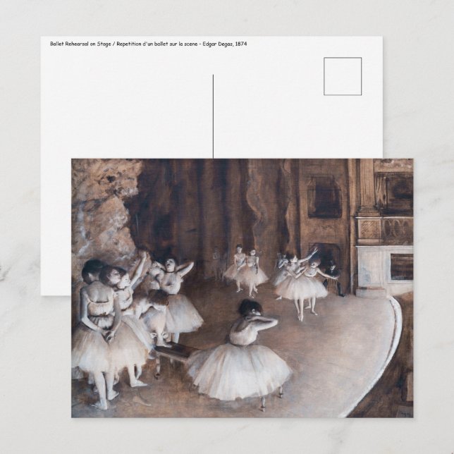 Cartão Postal Edgar Degas - Ensaio de Balé no Palco (Frente/Verso)