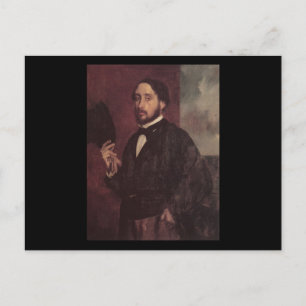 Cartão Postal Edgar Degas que levanta seu retrato de auto do