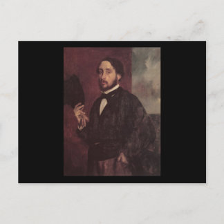 Cartão Postal Edgar Degas que levanta seu retrato de auto do