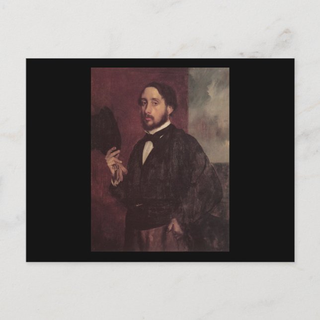 Cartão Postal Edgar Degas que levanta seu retrato de auto do (Frente)