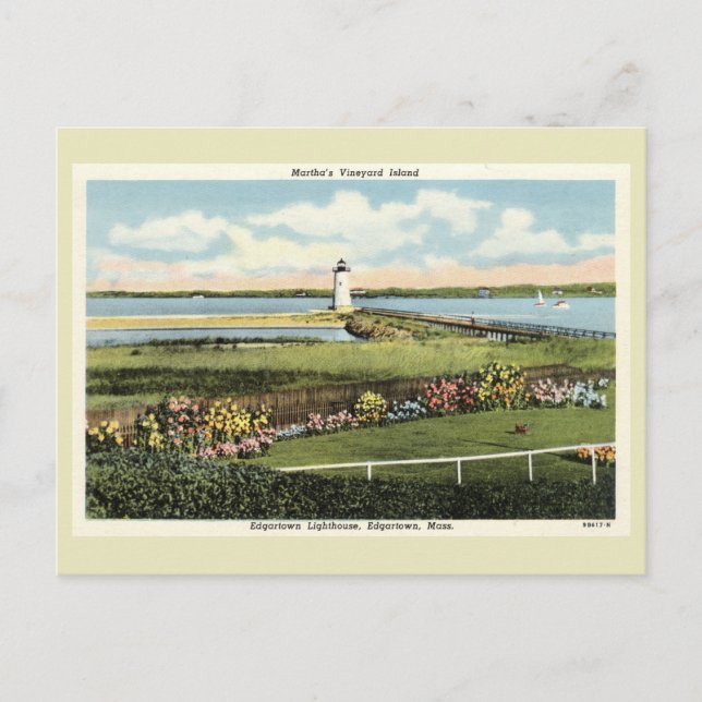 Cartão Postal Edgartown Lighthouse Martha's Vineyard c1925 Postc (Frente)