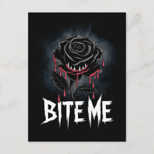 Cartão Postal Edgy 'Bite Me' Gótico Rosa