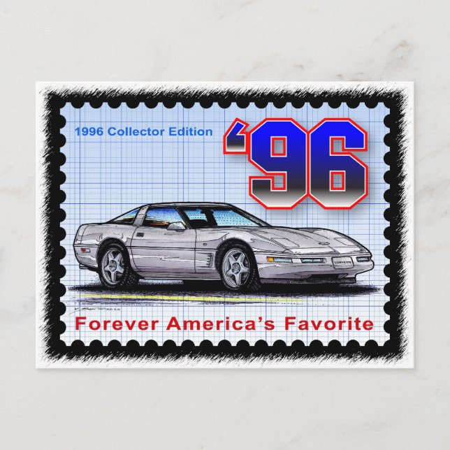 Cartão Postal Edição Especial de 1996 Corvette (Frente)