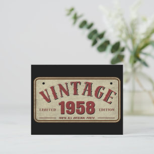 Cartão Postal Edição Limitada de 1958 Peças Originais Vintage