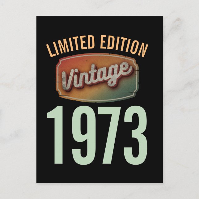 Cartão Postal Edição Limitada Personalizada 1973 Ano de Nascimen (Frente)