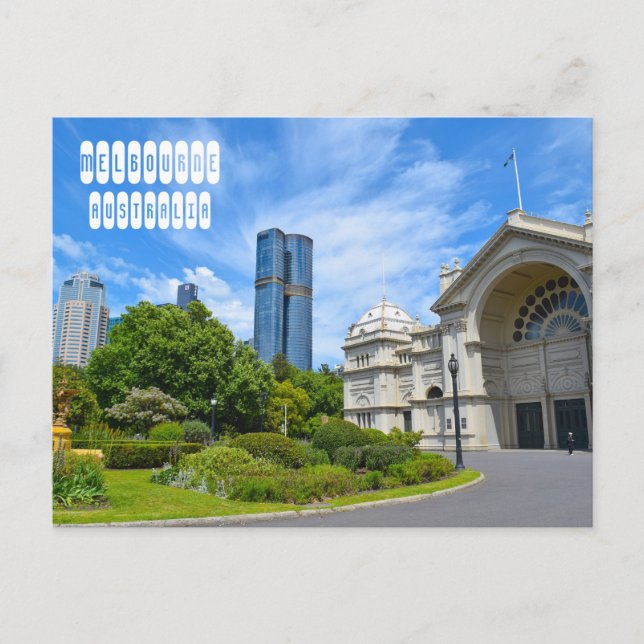 Cartão Postal Edifício da exposição real em Melbourne (Frente)