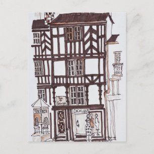 Cartão Postal Edifício de Enxaimel Rennes, Bretanha, França