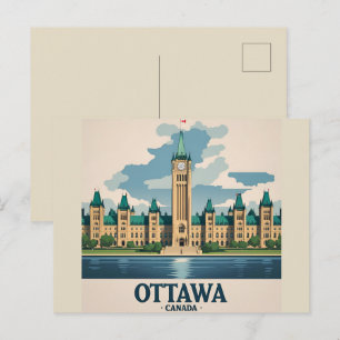 Cartão Postal Edifício do Parlamento do Canadá em Ottawa, panora