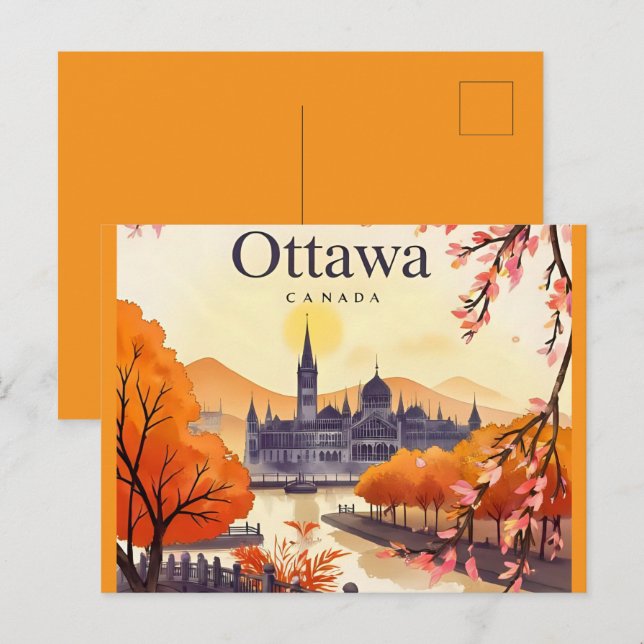 Cartão Postal Edifício do Parlamento do Canadá em Ottawa, panora (Frente/Verso)