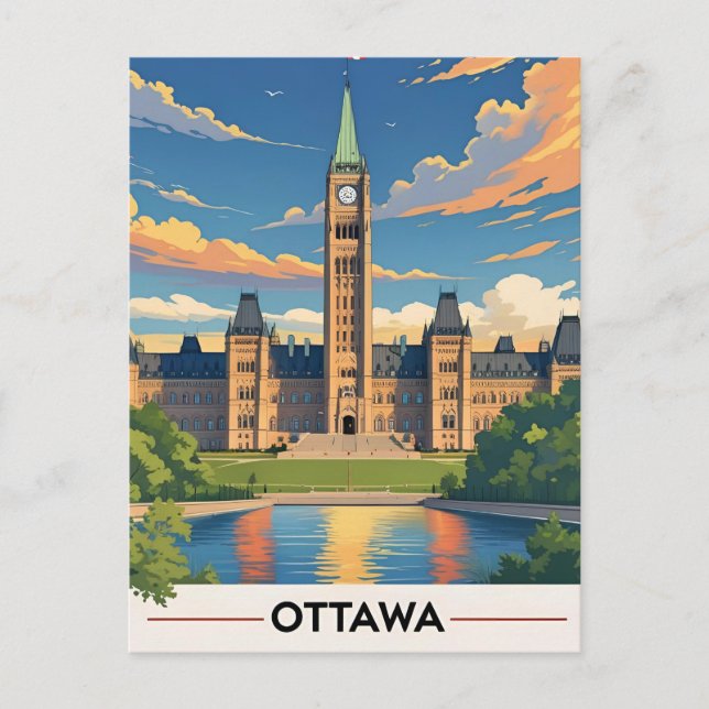 Cartão Postal Edifício do Parlamento do Canadá em Ottawa, panora (Frente)