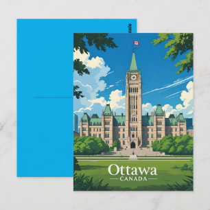 Cartão Postal Edifício do Parlamento do Canadá em Ottawa, panora