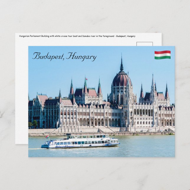 Cartão Postal Edifício do Parlamento húngaro na cidade de Budape (Frente/Verso)