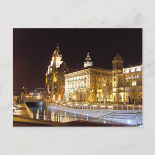 Cartão Postal Edifício e Canal de Fígado, Liverpool, Reino Unido
