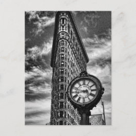Cartão Postal Edifício Flatiron e Relógio em Preto e Branco