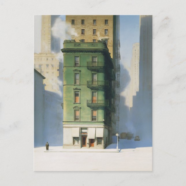 Cartão Postal Edifício Verde no Inverno de Nova York (Frente)