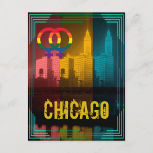 Cartão Postal Edifício Wrigley de Chicago, Lésbica Orgulho gay