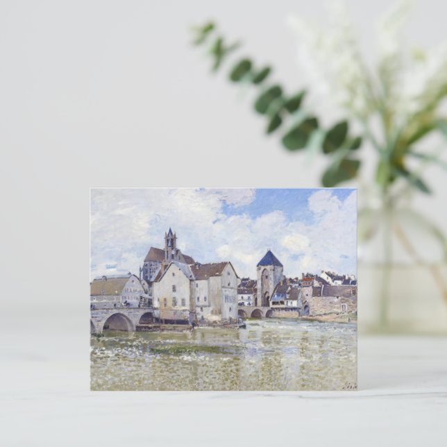 Cartão Postal Edifícios Alfred Sisley e pontes com água (Em pé/Frente)