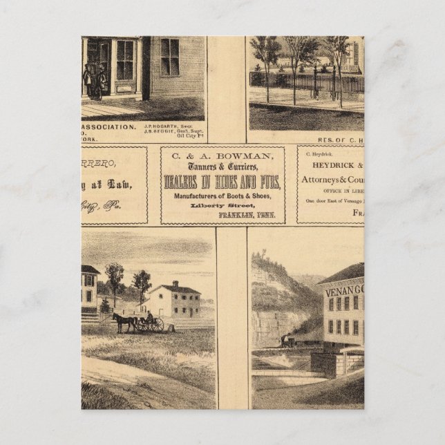Cartão Postal Edifícios, Cidade de Petróleo, Franklin, Fazenda d (Frente)