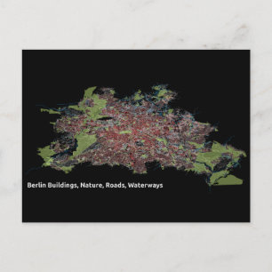Cartão Postal Edifícios de Berlim, Natureza, Estradas, Vias Nav