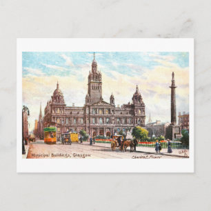 Cartão Postal Edifícios Municipais Antigos em Glasgow, Escócia
