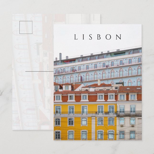 Cartão Postal Edifícios pastel caprichosos em Lisboa (Frente/Verso)
