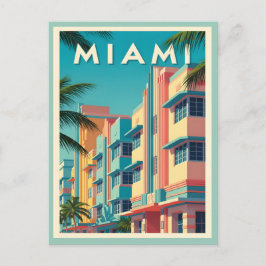 Cartão Postal Edifícios vibrantes de Miami com palmeiras