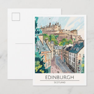 Cartão Postal Edimburgo Escócia Arte Ilustração Viagem