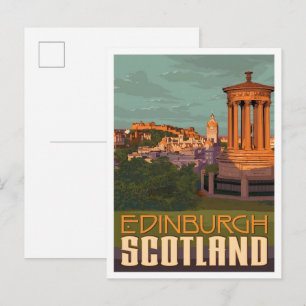 Cartão Postal Edimburgo Escócia Arte Vintage Viagem
