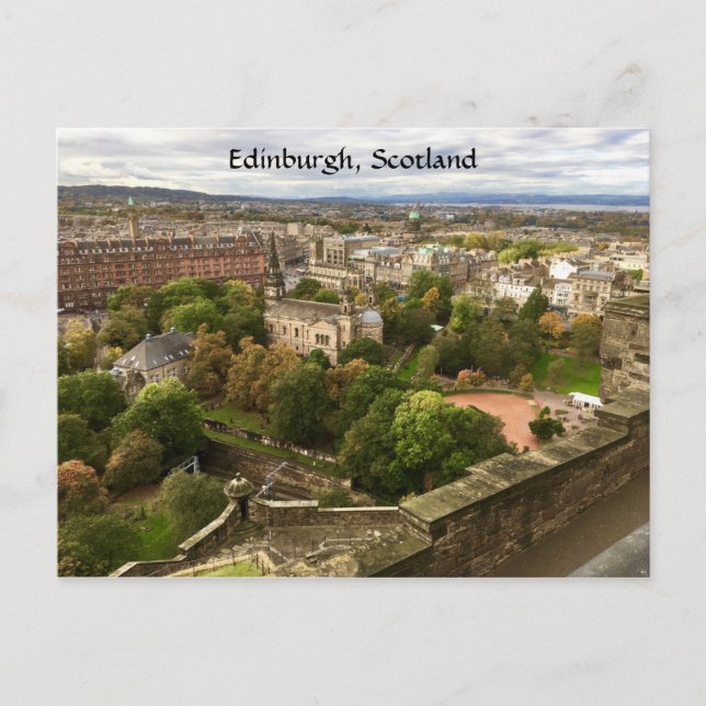 Cartão Postal Edinburgh Scotland City Skyline, dos muros do Cast (Frente)