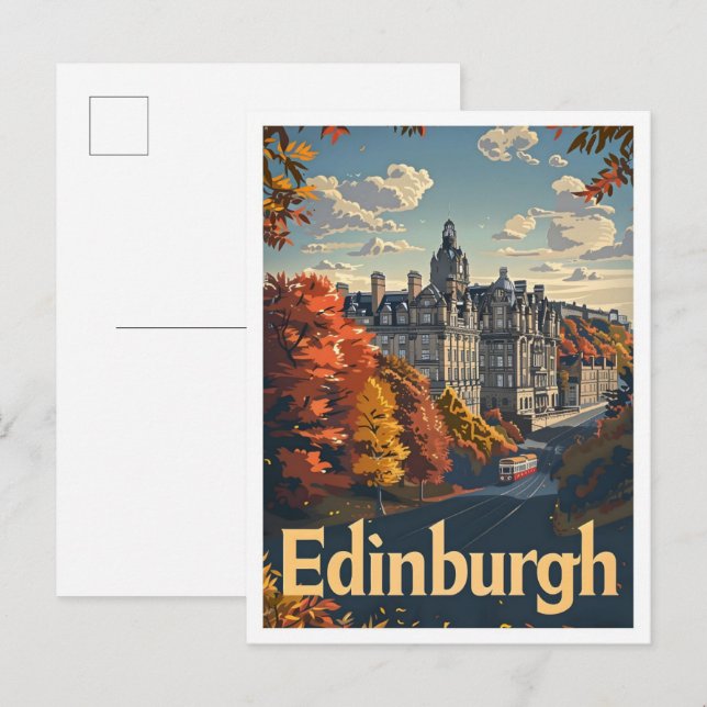 Cartão Postal Edinburgh Scotland Classic Retro Viagens vintage (Frente/Verso)
