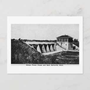 Cartão Postal Edison Power House e Dam Belleville, Michigan