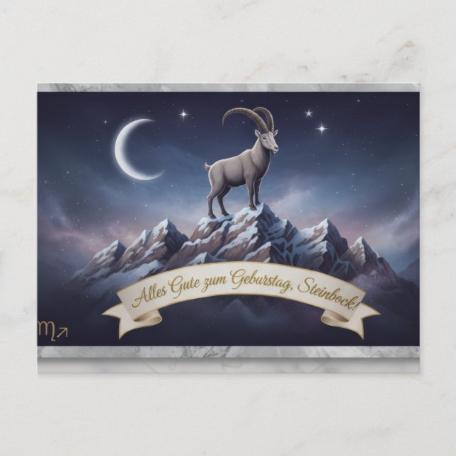 Cartão Postal Edle Sternzeichen-Postkarte Steinbock – Alles Gute (Frente)