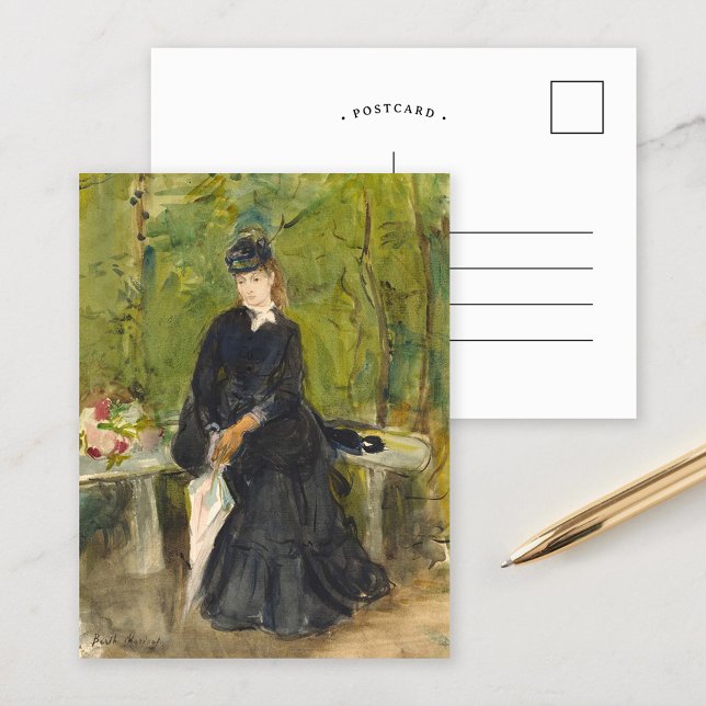Cartão Postal Edma Sentada num Parque | Berthe Morisot (Criador carregado)