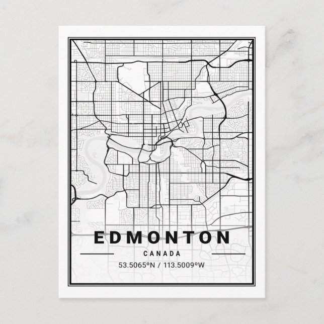 Cartão Postal Edmonton Alberta Canada Viagem City Map (Frente)
