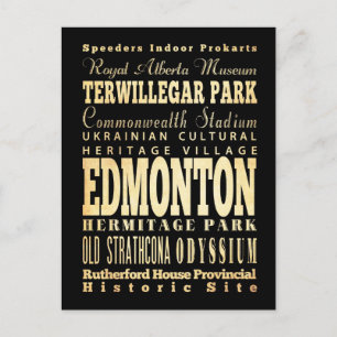 Cartão Postal Edmonton City of Canada Typografia Art