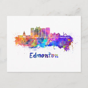 Cartão Postal Edmonton V2 panorama em aquarela