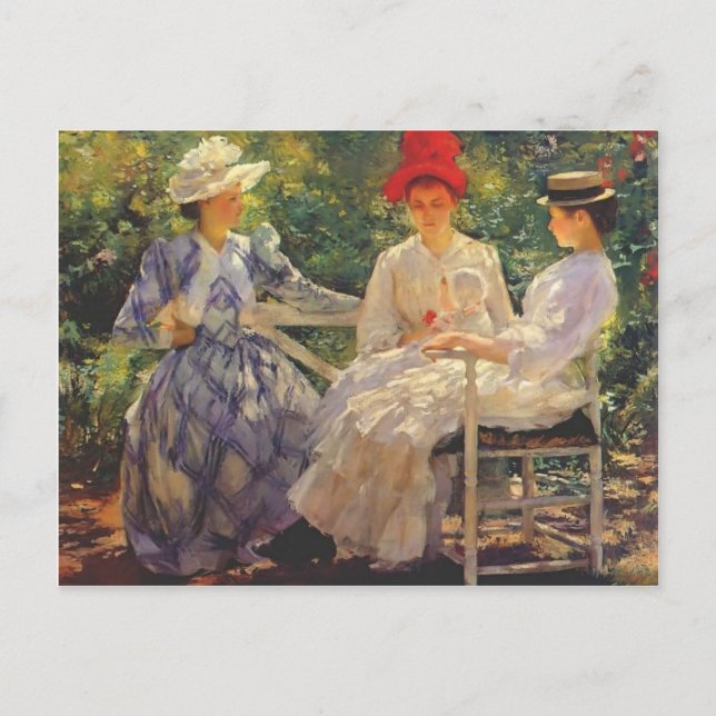Cartão Postal Edmund Charles Tarbell - Em um Jardim (Frente)