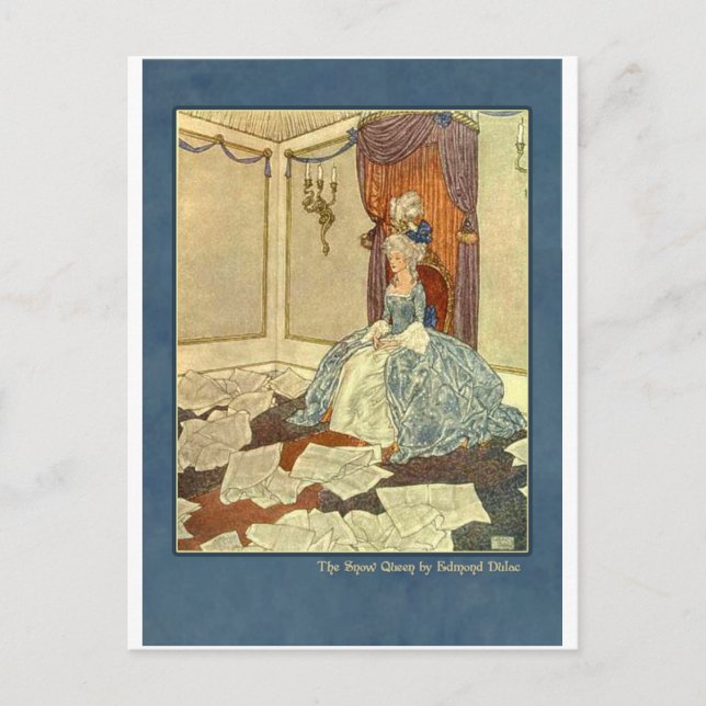Cartão Postal Edmund Dulac Ilustração da Rainha da Neve (Frente)