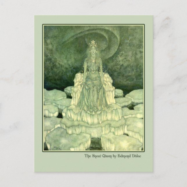 Cartão Postal Edmund Dulac Ilustração da Rainha da Neve (Frente)