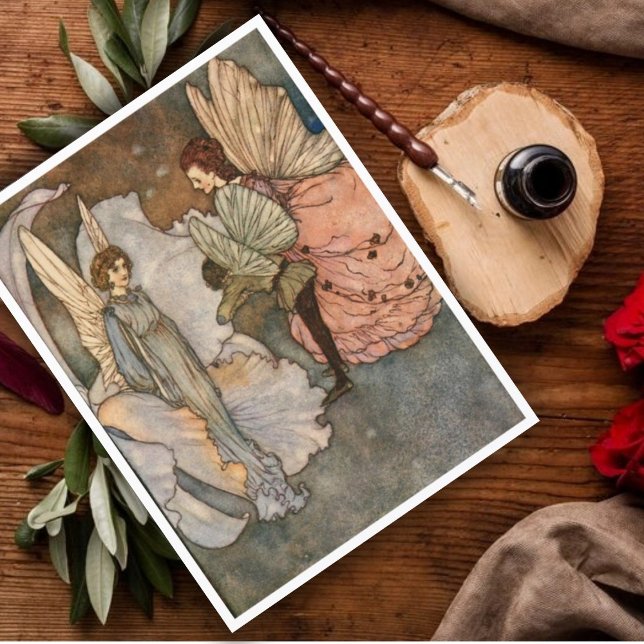 Cartão Postal Edmund Dulac Vintage Fairy Saudação (Criador carregado)