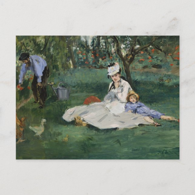 Cartão Postal Edouard Manet - A família Monet em seu jardim (Frente)