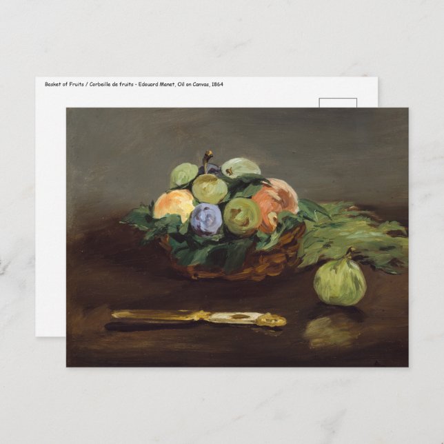 Cartão Postal Edouard Manet - Cesto de Frutas (Frente/Verso)