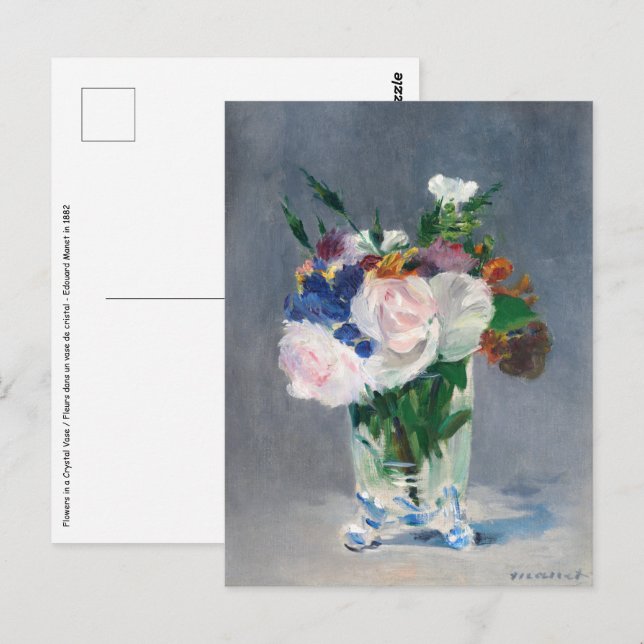 Cartão Postal Edouard Manet - Flores em um Vaso de Cristal (Frente/Verso)