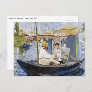 Cartão Postal Edouard Manet - Monet em seu Studio Boat