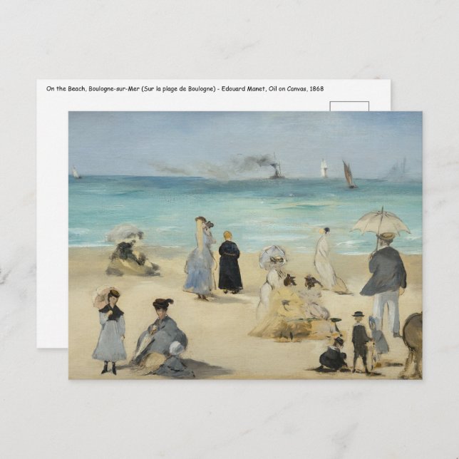 Cartão Postal Edouard Manet - Na Praia, Boulogne-sur-Mer (Frente/Verso)