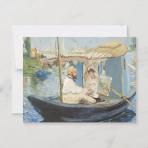 Cartão Postal Edouard Manet - Pintura Monet no Barco Estúdio