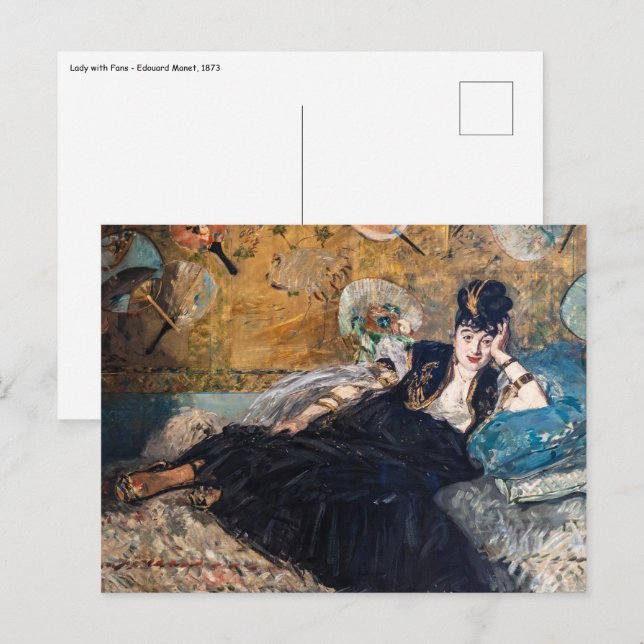 Cartão Postal Edouard Manet - Senhora com Leques (Frente/Verso)