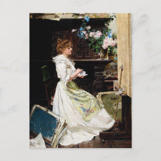 Cartão Postal Edouard Mentha - Quebra do pintor em estúdio