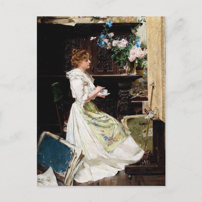 Cartão Postal Edouard Mentha - Quebra do pintor em estúdio (Frente)